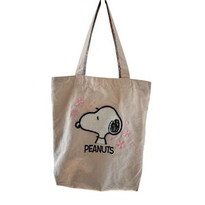 Peanuts Canvas Tote Bag with Embroidered Snoopy Design